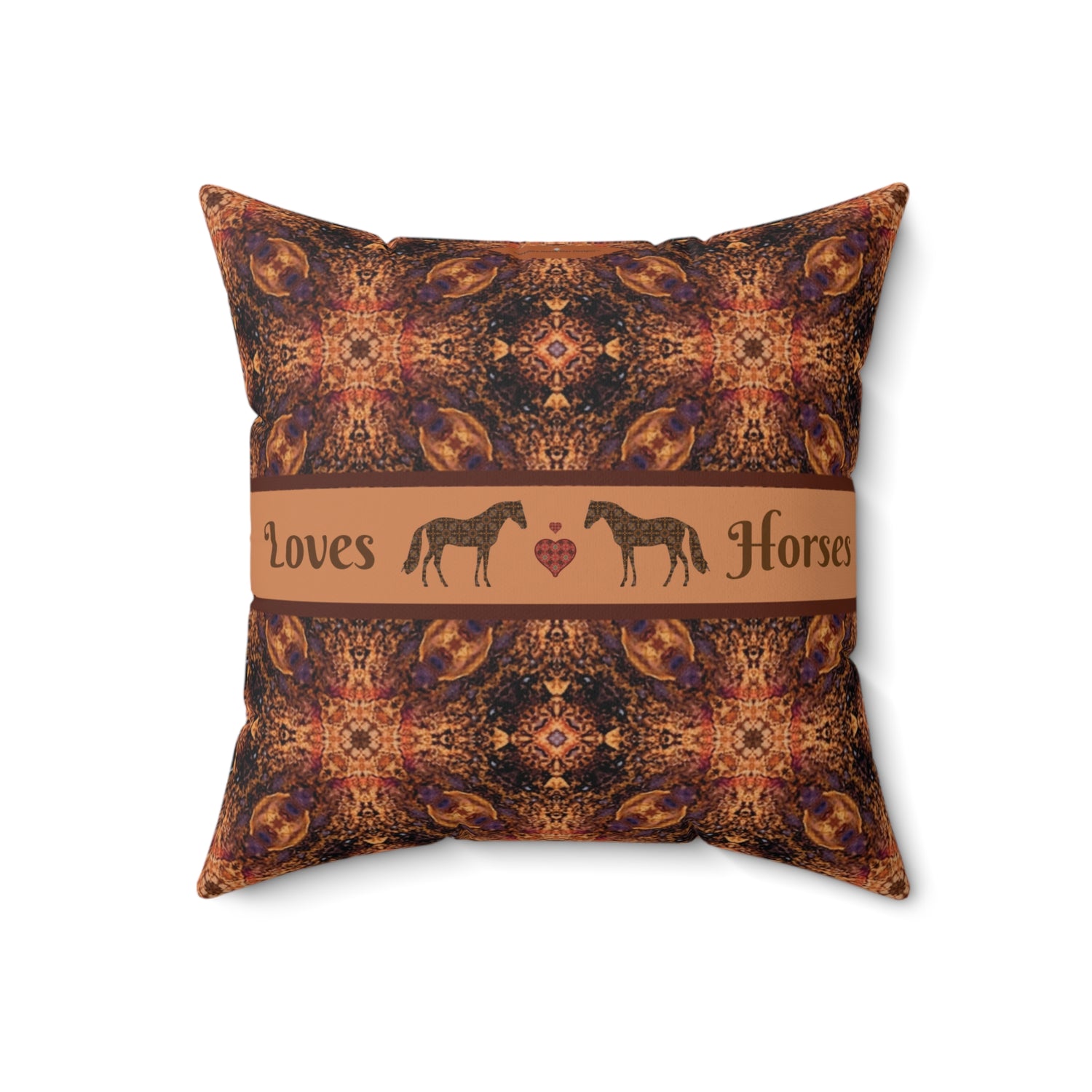 Loves Horses Faux Suede Square Pillow