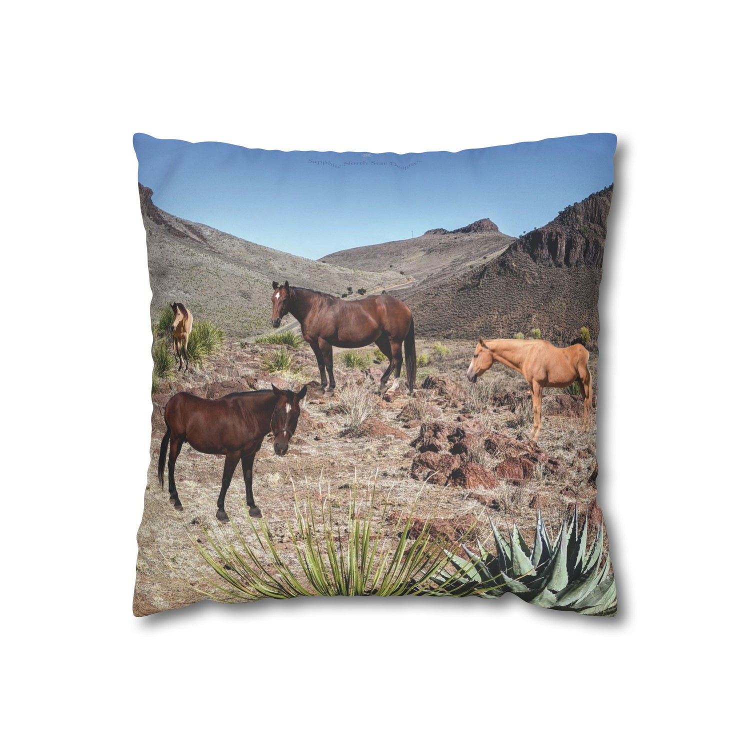 Horses Faux Suede Square *Pillow Case only*