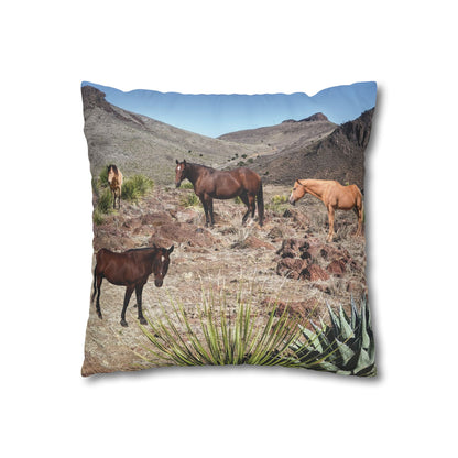 Horses Faux Suede Square *Pillow Case only*
