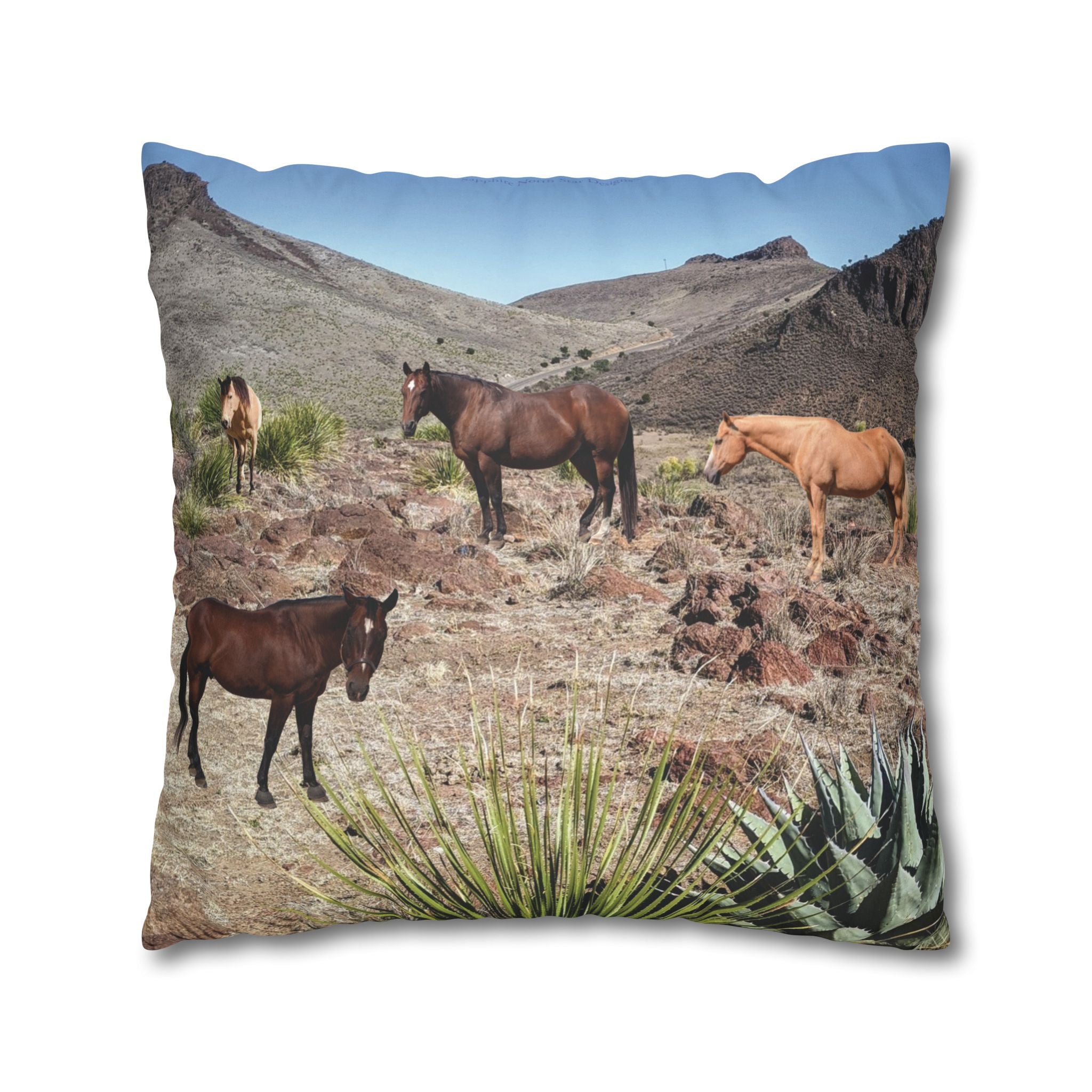 Horses Faux Suede Square *Pillow Case only*