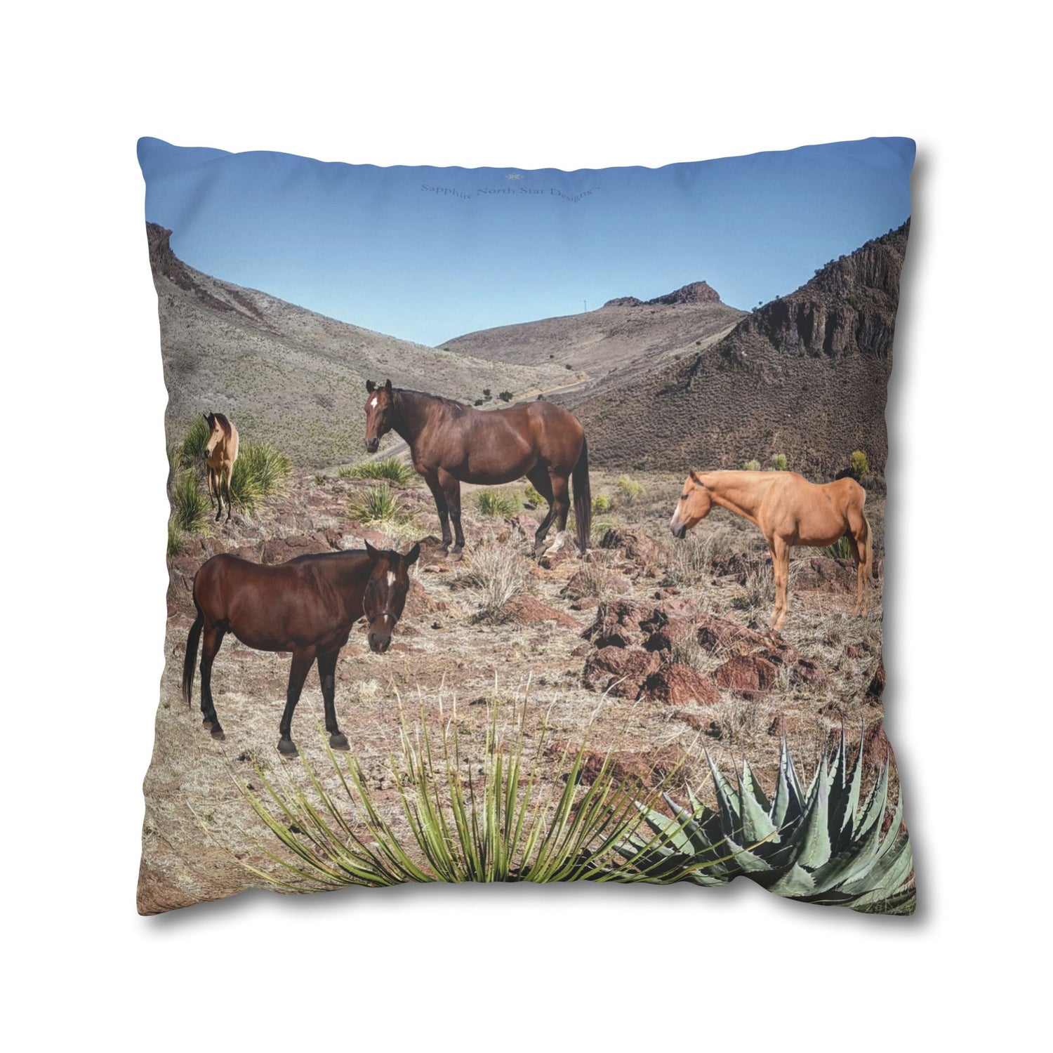 Horses Faux Suede Square *Pillow Case only*