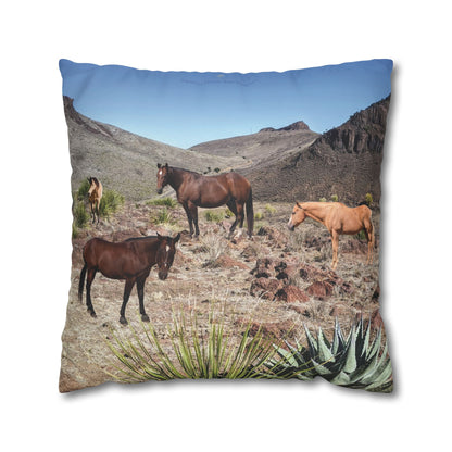 Horses Faux Suede Square *Pillow Case only*