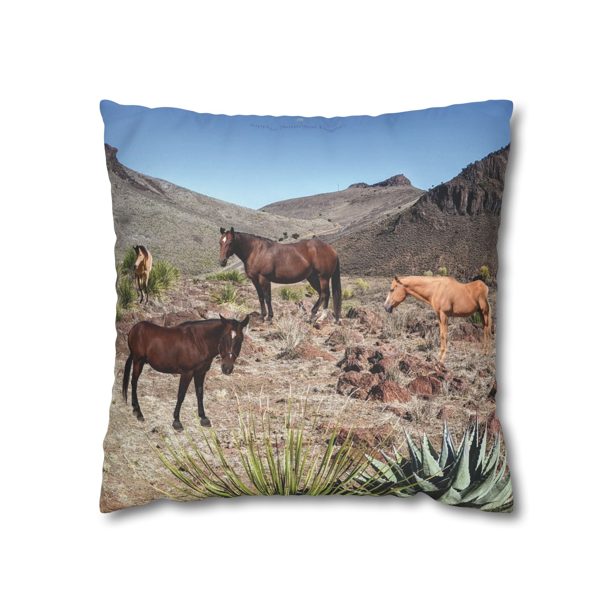 Horses Faux Suede Square *Pillow Case only*