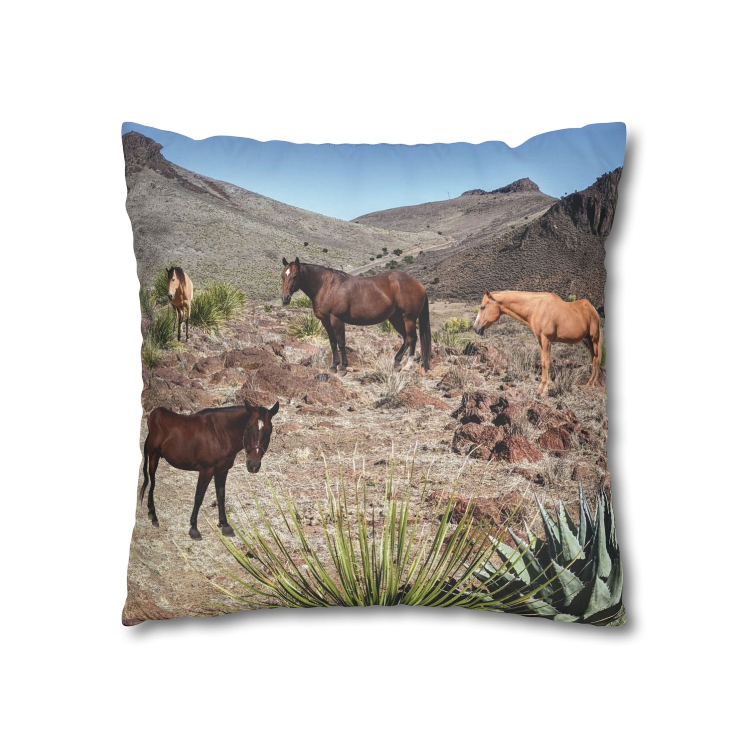 Horses Faux Suede Square *Pillow Case only*